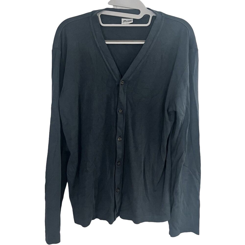 CP Shades Cardigan Sweater •L• Blue Gray Button Down Cotton Rayon Knit